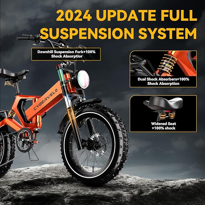 1000W(Peak 2000W)Folding Electric Bike for Adults,35MPH 100Mile,48V 25Ah Removable Battery,20" x 4.0 Fat Tire Foldable Electric Bicycle,8-Speed Electric Mountain E-Bike,UL Certified Commuter Ebikes