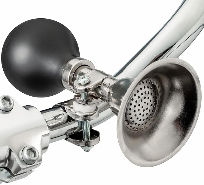Schwinn Classic Retro Bike Horn for Adult and Kids Bike, Loud, Chrome, Stainless Steel Design, Weather Resistant, Universal Attachment to Most Bike Handlebars, Durable Bicycle Accessories