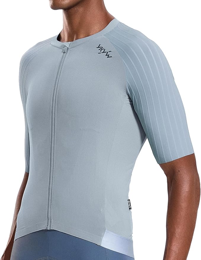 YKYWBIKE Cycling Jersey Men Aero Race Fit, Road Bike Jersey Short Sleeved Moisture Wicking, Breathable,Zip Pocket,UPF50＋