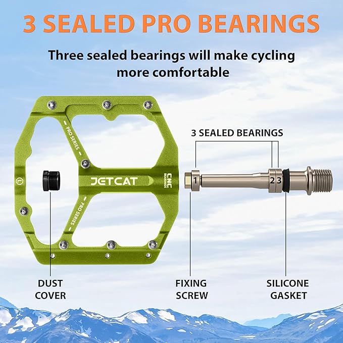 Mountain Bike Pedals Flat - MTB Pedals Flat, Bicycle Pedals, Road Bike Pedals, BMX Pedals, for BMX MTN Road Gravel EBike, Specialized Parts, Adults, Aluminum Metal Stamp 9/16"
