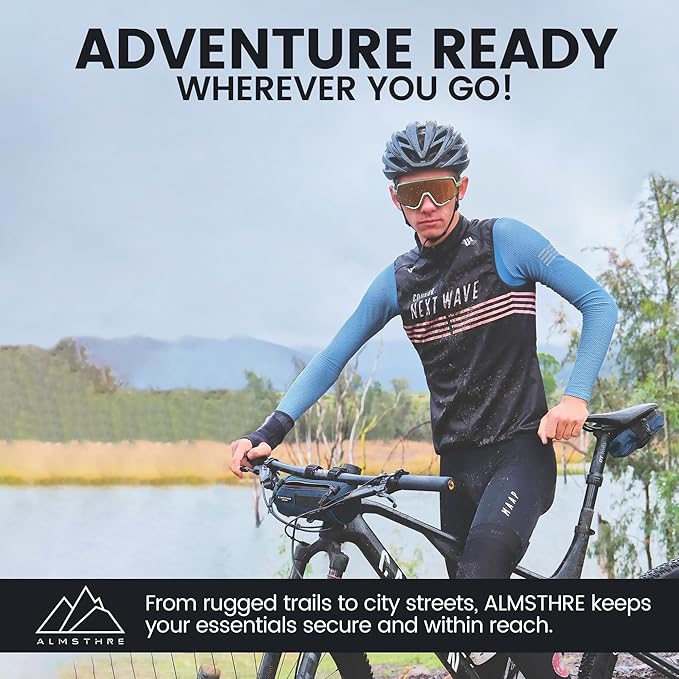 ALMSTHRE Compact Bar Bag – Cosmic Blue | Hard-Shell Bike Handlebar Bag with Waterproof Zipper & Adjustable Straps | Lightweight Bicycle Handlebar Bag, Compatible with Road, Gravel & MTB Bikes