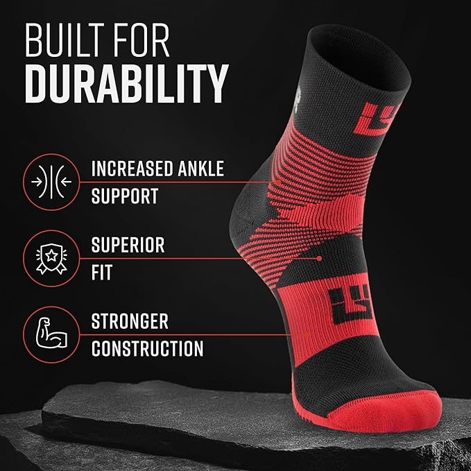 Crew Length Trail Running Socks, Quick-Drying Mid-Calf Socks with Arch Support, Sweat-Resistant, Breathable Athletic Socks