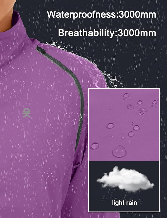 Little Donkey Andy Women's Lightweight Waterproof Cycling Jacket with Removable Sleeves for Biking Running Golf