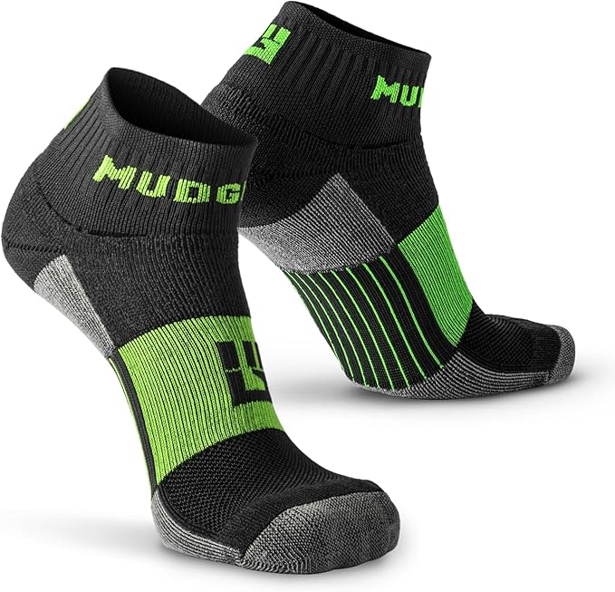 MudGear Quarter Crew Trail Socks, Blister-Resistant, Sweat-Resistant & Quick-Drying, Cushioned Footbed, Made in USA, 2-Pack