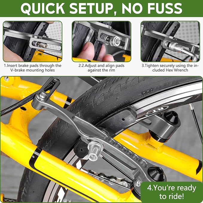 Bike Brake Pads, 70mm Universal V Brake Pads, 4PCS Mountain Bike Brake Pads Set with Allen Wrench, Compatible with Cruiser Road BMX Hybrid Folding Bikes, Bicycle Brakes Replacement