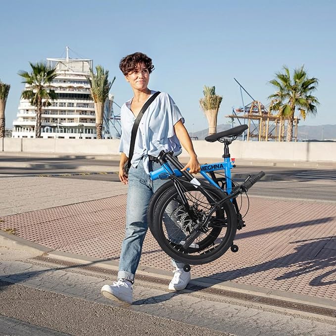 20 Inch Folding Bike for Adults, 7-Speed Shimano Gears & Dual Disc Brakes, Steel Frame,Compact Foldable Design- Perfect for Commuting/Travel