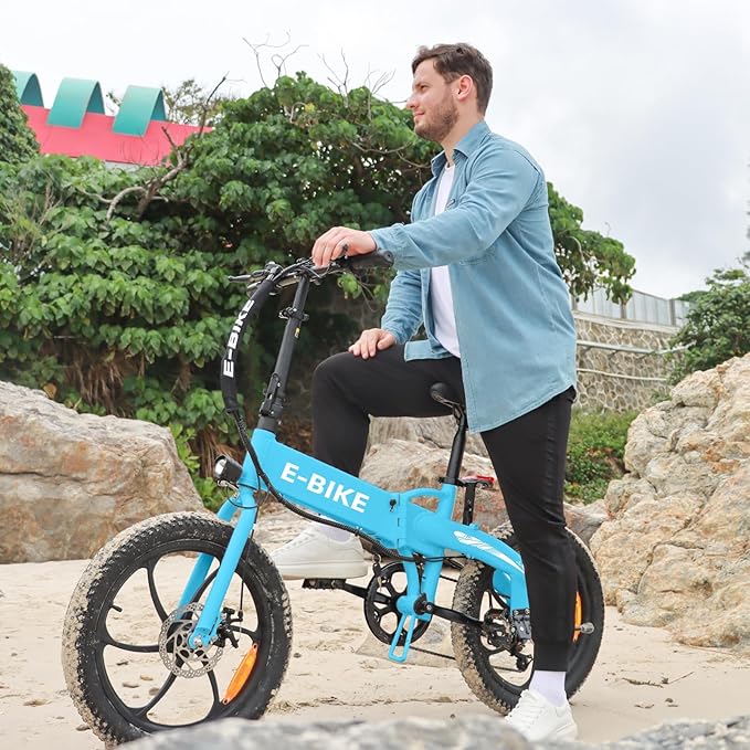 20" Folding Electric Bike for Adults, 850W Lightweight Foldable Ebike, 4lbs,60+ Mile Range, 25mph Top Speed, Fat Tire Electric Bicvcle