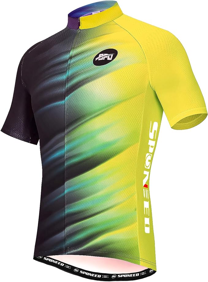 sponeed Men's Cycling Jerseys Tops Biking Shirts Short Sleeve Bike Clothing Full Zipper Bicycle Jacket with Pockets