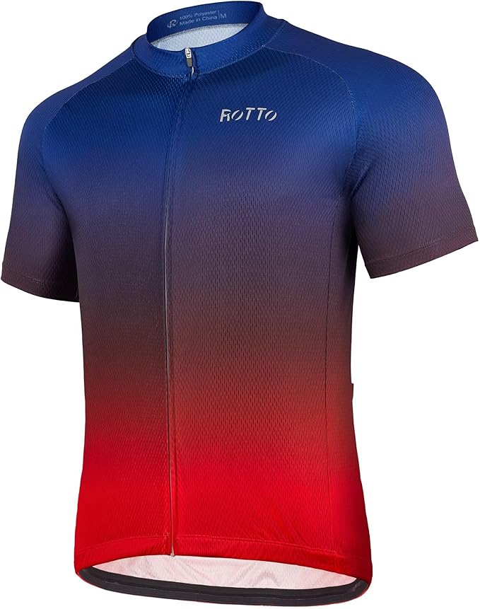 ROTTO Cycling Jersey Mens Bike Shirt Short Sleeve Gradient Color Series