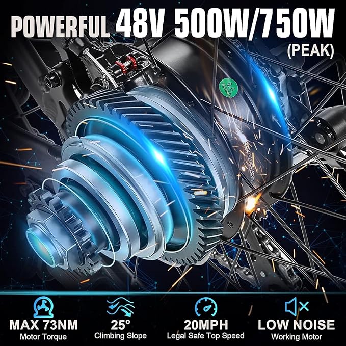 ANCHEER Electric Bike for Adults, Peak 750W Ebike, 3 Hours Fast Charge, 60 Miles Electric Bicycle with 48V/499Wh Battery, 27.5 ''Hummmer Electric Mountain Bike with LCD Display, 21/24 Speed | Peak 750W, Ebike, 3 Hours Fast Charge, 60 Miles, Electric Bi...