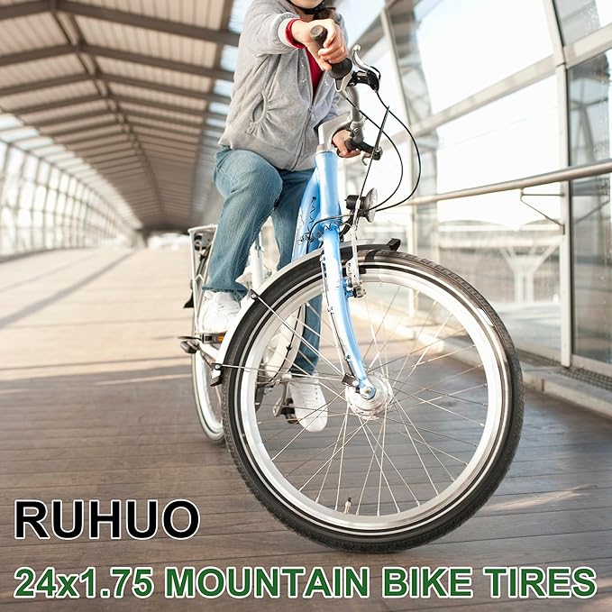 2-Pack 20x1.75 Bike Tire Tube, 20 Inch Mountain Bike Tires & Tubes, Folding Replacement Bicycle Tires with 2 Tire Levers for Hybrid, City Commuter, Urban