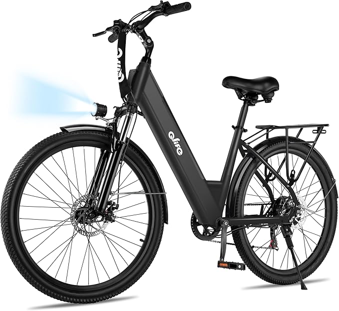 Qlife Cityone Electric Bike for Adults & Teens, Step-Through Commuter Ebike, 1000W Peak Motor, 55-Mile Range, 48V Removable Battery, 26-Inch City Tires, 7-Speed, Up to 25 MPH