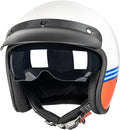 3/4 Open Face Retro Motorcycle Helmet Vintage Helmet for Motorbike Casco, Moped, Cruiser, Bobber, and Chopper - DOT Approved（Red and Blue Stripes,L）