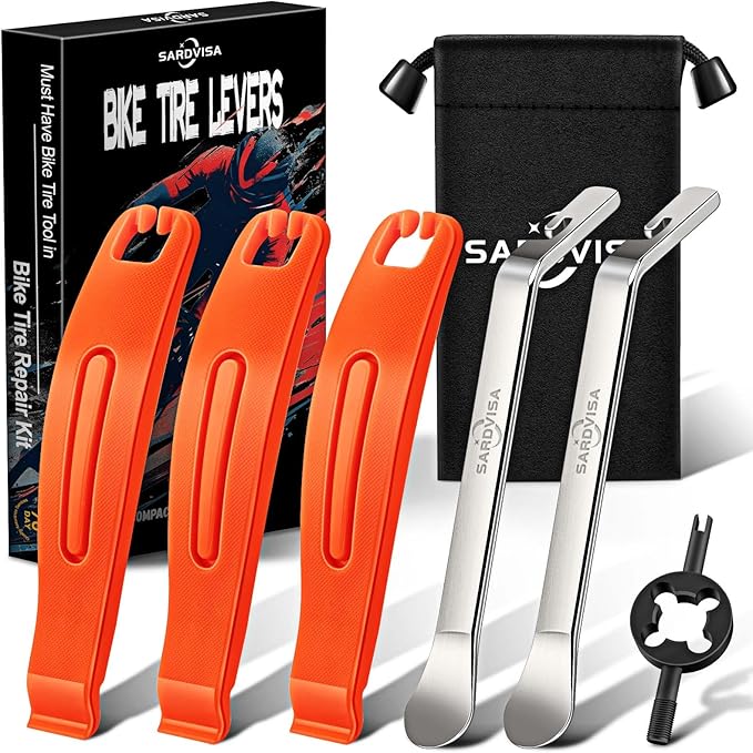 Bike Tire Levers| Ultra Strong Tire Levers & Stainless Steel Tire Spoons, Bike Tire Removal Tool for Road or Mountain Bike Tires, Must Have Bike Tire Tool in Bike Tire Repair Kit