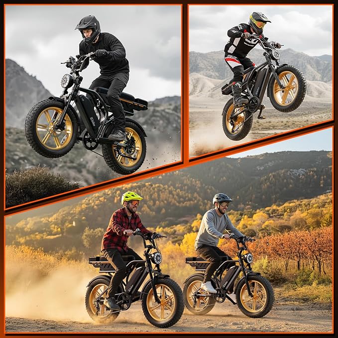 TST Electric Bike for Adults 1500W Peak 20" Fat Tire All-Terrain E-Bike 60/130 Miles 28 MPH Electric Dirt Bike - 48V 15/30 AH Battery Tested to UL 2849 Powered Electric Bicycle