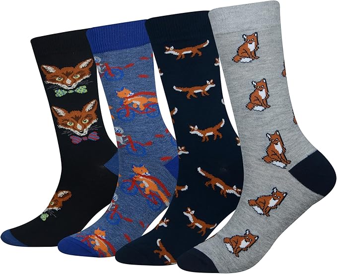 Cansok Men's 2/4 Packs Fun Crazy Novelty Dress Crew Socks