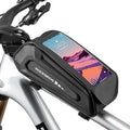 ROCKBROS Bike Phone Mount Racks & Bag, Oversized EVA Waterproof Bike Phone Holder Top Tube Front Frame Bag Bicycle Accessories Pouch for Phones Under 7.5” (Black-1.7L(Flip-top design))
