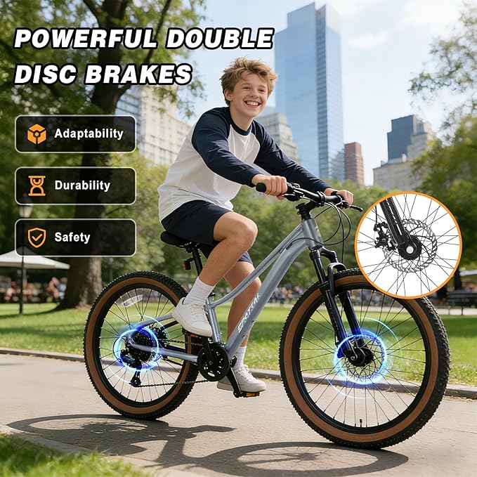 SPATIAL Mountain Bike, 20/24/26/27.5/29 inch Outdoor Cycling Bike,21/8 Speed Lightweight Aluminum Frame | Dual Disc Brakes,Adjustable Ergonomic Seat for Men Women Adult Teens