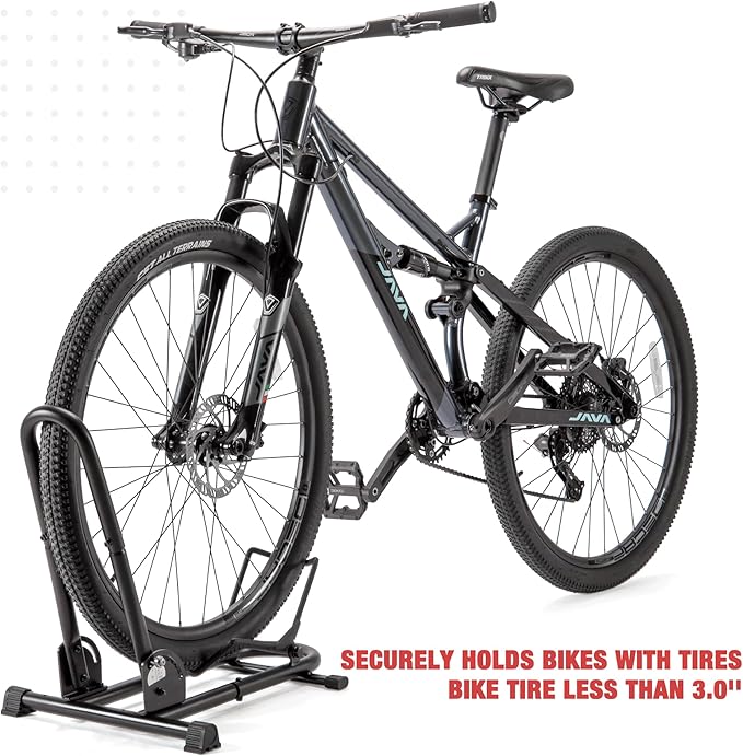 Indoor Bike Floor Stand -Foldable Bike Stand Rack for Garage/Home - Bike Storage Bicycle Parking Rack Fit 26’’-29’’ Mountain Road Bikes E-Bike