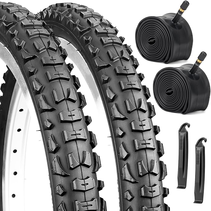 20x1.95/2.125 Road Bike Tire Set, 20 Inch 53-406/57-406 Folding Replacement Cruiser Bicycle Tire and Tube Combo with Levers, Puncture-Resistant 20" Premium Butyl Rubber Tires for BMX MTB Off-Road Bike