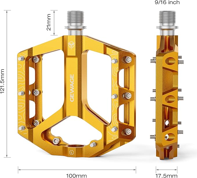 Road/Mountain Bike Pedals -Non-Slip Bicycle Flat Pedals Aluminum 9/16" - 3 Sealed Bearing Lightweight Platform Pedals for Road Mountain BMX MTB Bike
