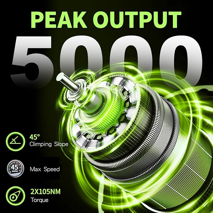 5000w Dual Motor Electric Bicycles, 60V Battery E-Bike with 45 MiIe P-Hour Electric Bike for Adults, 26 Fat Tire Hunting Ebike for All Terrain, Full Suspension Electric Ebike