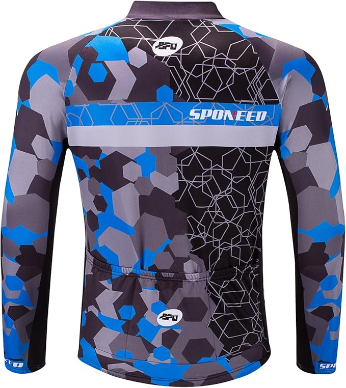 sponeed Men's Bicycle Shirts Long Sleeve Biker Jerseys Full Zipper Winter Cycling Gear Breathable