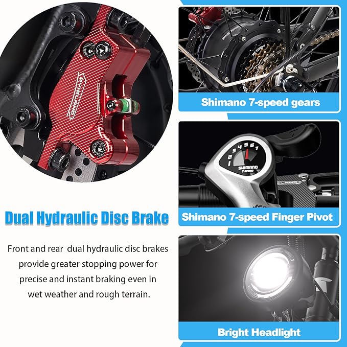 Electric Bike, Max 40-45MPH & 100 Miles, 5000W Peak Dual Motor Adult E-Bike, 52V 32Ah Battery Ebike, 24'' 26" Hydraulic Disc Brakes, Fat Tire All-Terrain Hunting Electric Bike, Full Suspension