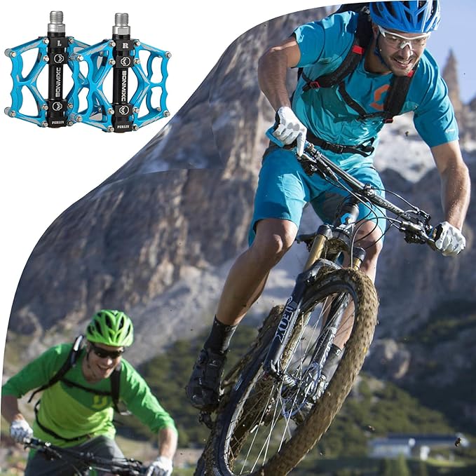 Bike Pedals 9/16" Skull Pattern Mountain Bike Pedals Sealed Bearing Bicycle Pedals Aluminum Alloy Flat Road Bike Pedals