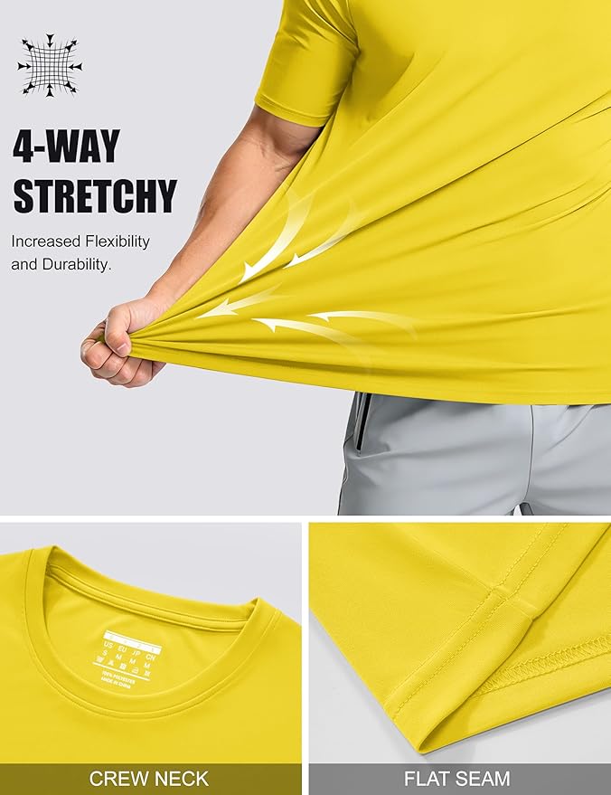 MAGCOMSEN Men's Short Sleeve UPF 50+ T-Shirt Quick Dry Workout Athletic Running Swim Tops Tee Rash Guard Performance Shirts