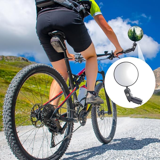 Bike Rear View Mirror for Handlebar End, 1 Pair 360° Adjustable HD Convex Glass Lens, Universal Fit for 18-22mm Inner Diameter, Easy Install, Suitable for Road, Mountain, and E-Bikes