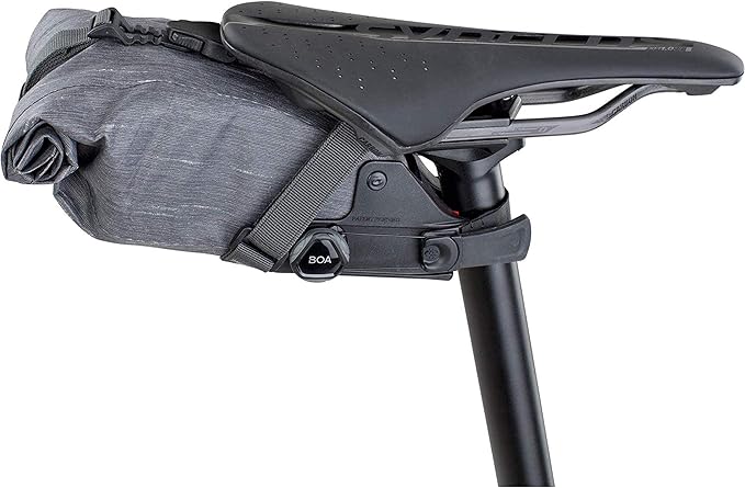 EVOC SEAT BAG TOUR saddle bag, Bicycle frame bag for more storage space on the seat post (size: M, 0.7 L storage space, abrasion-resistant, water-repellent, Hypalon reinforcement), Carbon Grey