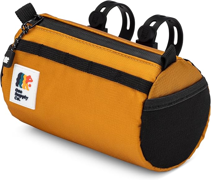 Handlebar Bike Bag – Water-Resistant Hard Shell with Quick-Access Zipper, Side Mesh Pockets, and Spacious Storage – Ideal for Cycling, Commuting, and Adventure Rides (Golden Yellow)
