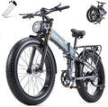 1000W/2000W Dual Motor Electric Bike for Adults Women Men, 26'' Fat Tire Electric Bicycle, 48V 30AH 30MPH Full Suspension Ebike, 120Miles Long Range Snow Off Road Commuter Mountain E-Bike