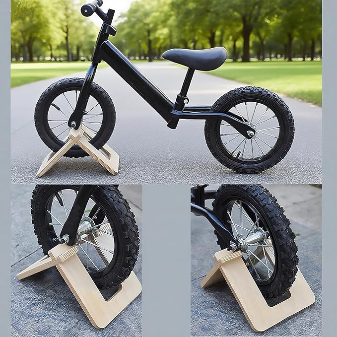Wooden Balance Bike Stand for Kids – Floor Display Rack for Toddler Balance Bikes – Portable Bicycle Holder Stand for Home and Garage Storage