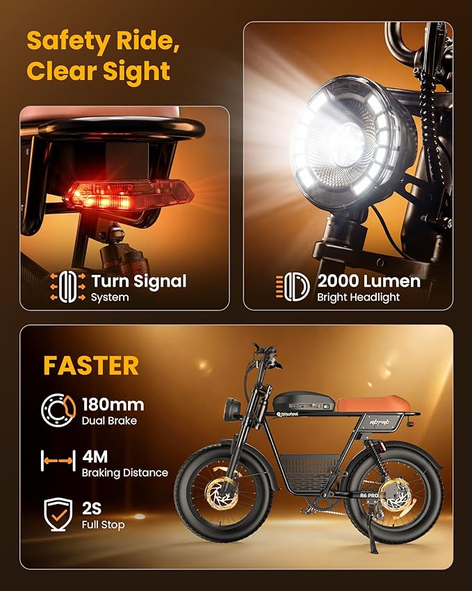 isinwheel Electric Bike Adults 750/1500W Ebike 20/28MPH, 55-75 Miles Electric Motorcycle with 10.4/13AH Battery, 20" Fat Tire Electric Dirt Bike 7-Speed E-Bike Full Suspension, R/L Turn Headlight