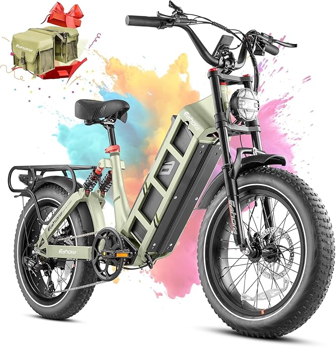 eAhora Juliet Pro 2/Juliet Electric Bike for Adults 5400W/1200W Dual Motor Electric Bicycle 43MPH 60V 70Ah 220+Miles Long Range 20" Fat Tire Full Suspension Mountain E-Bike with APP Control