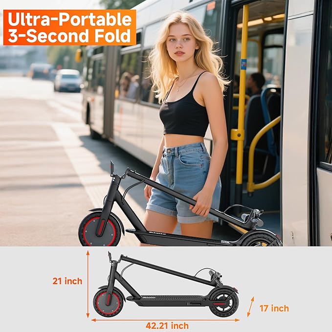 Folding Electric Scooter for Adults with Seat- 19MPH & 21-Mile Range, 350W Motor, 8.5" Solid Tires with App Control & Dual Brake System - UL2272 Certified Commuter E-Scooter