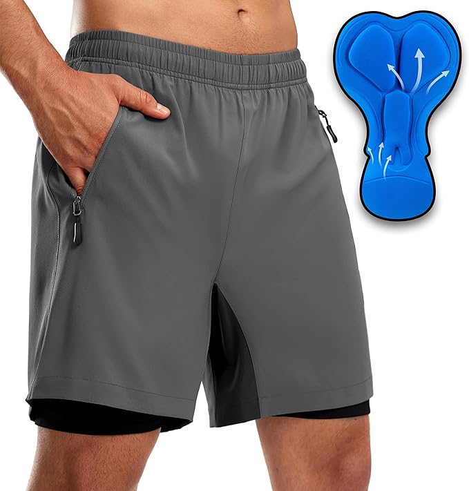 Bikewa Men's Mountain Bike Shorts 3D Padded Loose-fit Riding Biking Cycling Bicycle Biker Shorts for Men Zipper Pockets