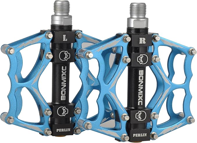 Bike Pedals 9/16" Skull Pattern Mountain Bike Pedals Sealed Bearing Bicycle Pedals Aluminum Alloy Flat Road Bike Pedals