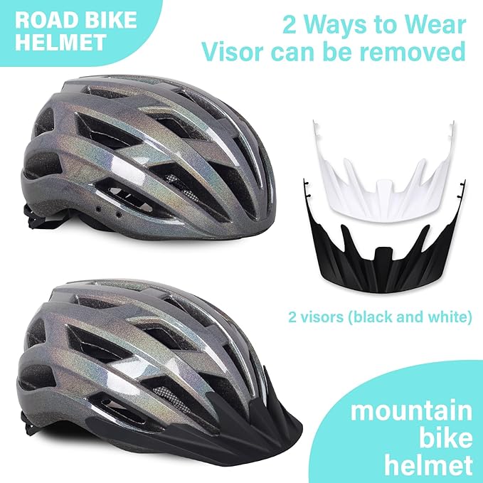 Bike Helmet for Adults Women Men Youth Kids, Lightweight Mountain Road Bicycle Cycling Helmets with Adjustable Dial & Removable Visor