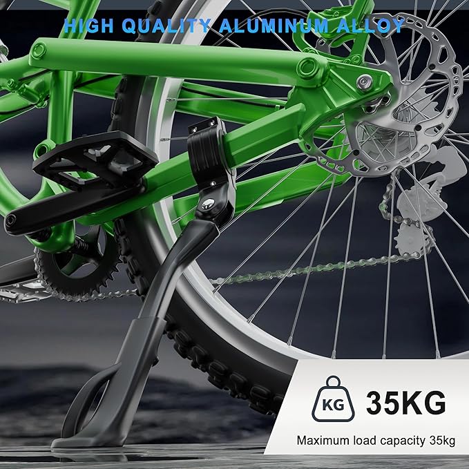 Bike Kickstand for 26-29 Inch Adult Bicycle, Adjustable Aluminum Bicycle Kickstand, Sturdy and Non-slip Kick Stand for Mountain/Road/E-Bike