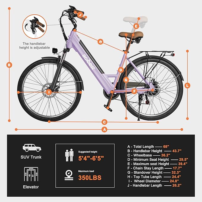 ACTBEST Core-Swept Electric Bike for Adults - 468Wh Removable Battery, Peak 750W Brushless Motor Cityrun Ebike,Up to 50 Miles, 26" Step Thru Commuter Electric Bicycle, with 7 Speed, E-Bikes