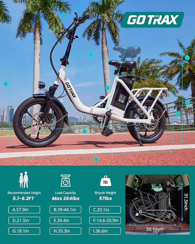 Gotrax 16" Folding Electric Bike, Max 28Miles Range(Pedal-Assist) & Speed 15.5Mph Power by Peak 500W, E-Bike with Removable Battery, Suspension & Adjustable Size, Commuter Bicycle for Adults/Teens
