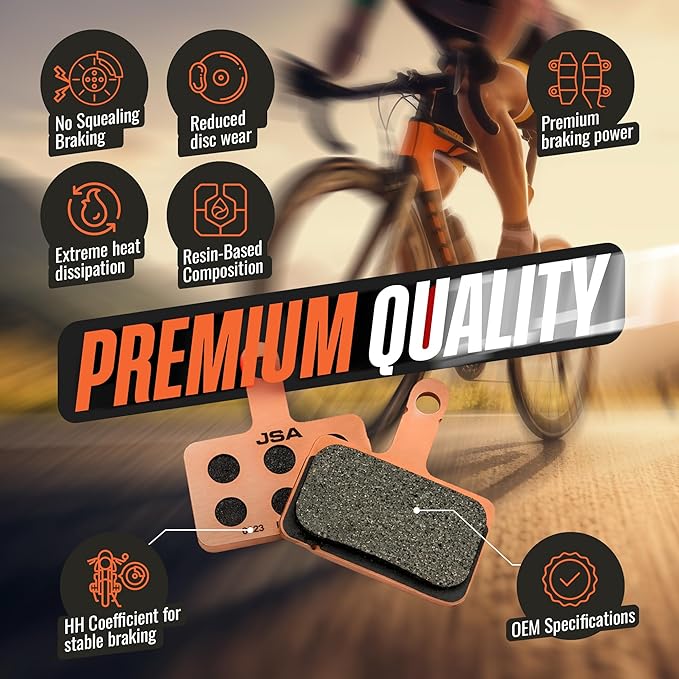 JSA Bike Disc Brake Pads Set for Scooters, Ebikes & Bicycles – Scooter Brake Pads with Organic Compound & Copper Plate for Heat Dissipation – Fits TRP, Tektro, Shimano Deore Br-M575 M525