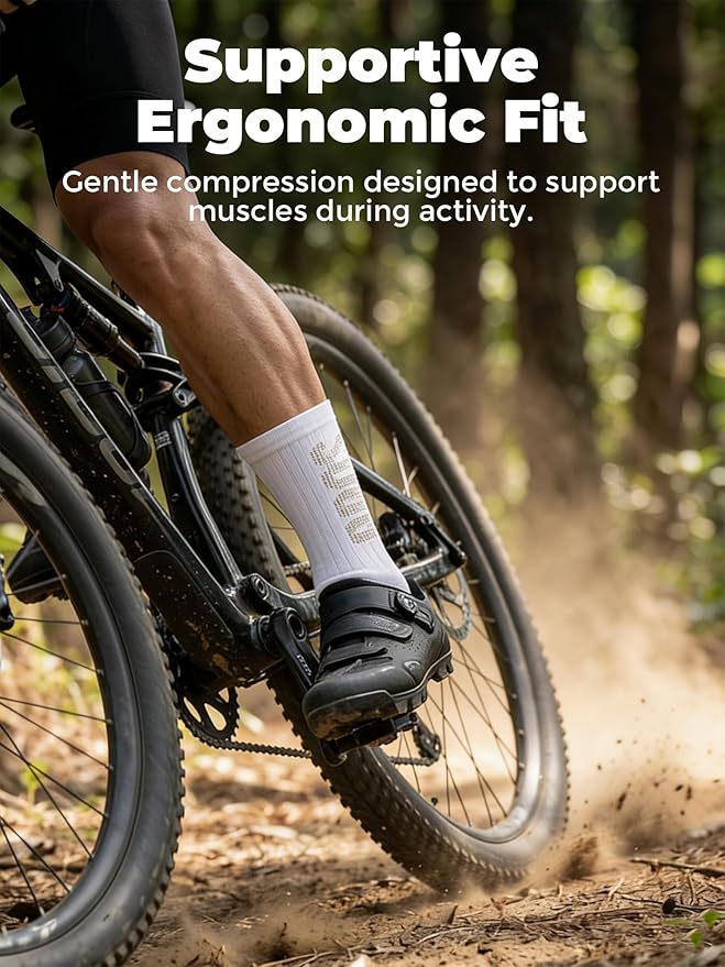 ROCKBROS Cycling Socks with Breathable Mesh, Moisture-Wicking & Odor-Resistant for Men & Women, Anti-Slip Silicone Grip