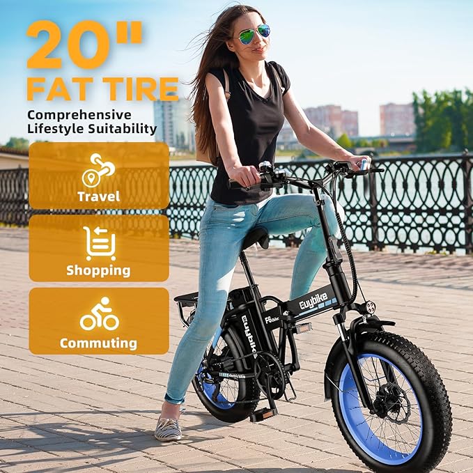 1000W Folding Electric Bike,48V 20AH Removable Battery E Bike,30+MPH,80 Miles Max Range Electric Bike for Adults,20" Fat Tire Foldable ebike,Adult Electric Bicycle for Commute Beach Snow