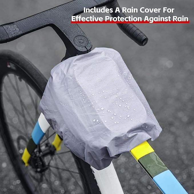 Rhinowalk Bike Frame Bag with Touch Screen Phone Pouch – Waterproof Bicycle Top Tube Bag with Rain Cover, Dual Side Storage for Cycling Accessories (White)