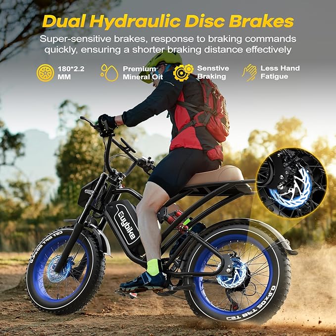 EUYBIKE Electric Bike for Adults, 2000W/3000W Peak Single/Double Motor with 48V/52V 25AH/30AH Battery, 20"x4.0" Fat Tires 35MPH/37MPH Ebike, Dual Hydraulic Disc Brake Full Suspension Electric Bicycle