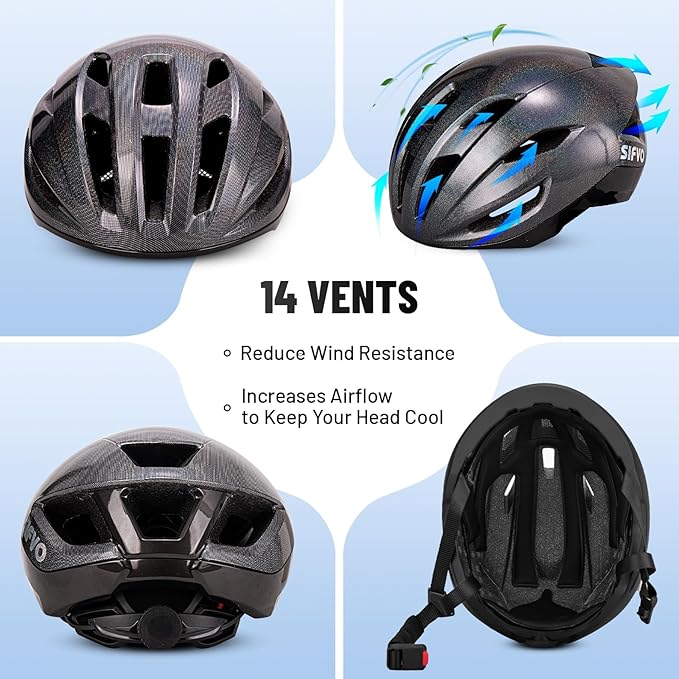 Adult Bike Helmet, SIFVO Road Bike Helmet Adjustable 55-58cm, Magnetic Buckle Lightweight Cycle Helmet for Men and Women Commuting Cycling Scooter Helmet